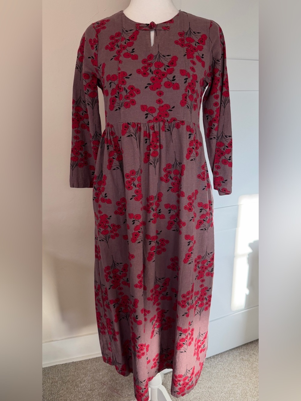 YJYL Linen Cotton Floral Maxi Dress Size Small